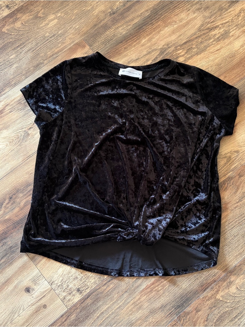 The Impeccable Pig Black Velvet Knot-Front Tee
